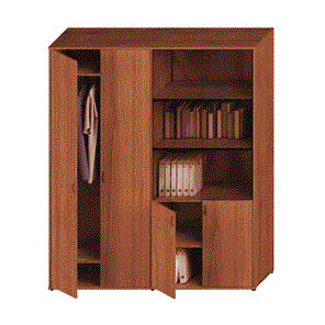 Шкаф высокий офисный Престиж, одежда/стекло, темный орех, 175x46x203, Исп.60 в Красноярске