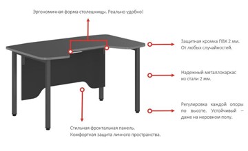 Стол SKILLL SSTG 1385, (1360x850x747),  Антрацит /Металлик в Красноярске - предосмотр 2