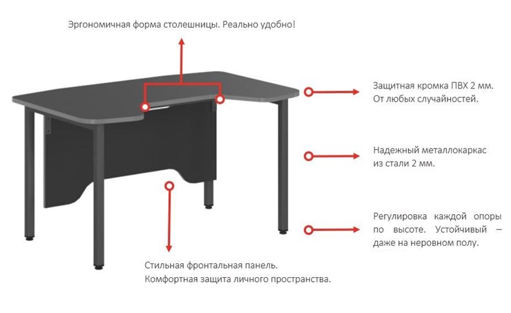 Стол SKILLL SSTG 1385, (1360x850x747),  Антрацит /Металлик в Красноярске - изображение 2