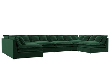 Большой П-образный диван Лига-040, Зеленый (велюр) в Красноярске