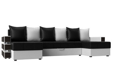 П-образный диван Венеция боннель, Черный\Белый (Экокожа) в Норильске