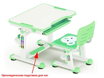 Растущая парта и стул Mealux BD-08 Teddy, green, зеленая в Красноярске - предосмотр