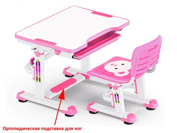 Парта растущая и стул Mealux BD-08 Teddy, pink, розовая в Красноярске - предосмотр