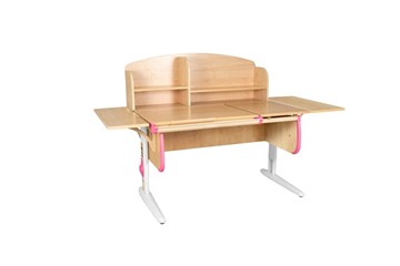 Детский стол-трансформер 1/75-40 (СУТ.25) + Polka_b 1/550 (2 шт.) + Polka_n 1/1200  бежевый/белый/розовый в Норильске