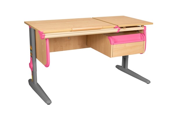 Детский стол-трансформер 1/75-40 (СУТ.25) + Tumba 1 Бежевый/Розовый/Ниагара в Норильске - изображение