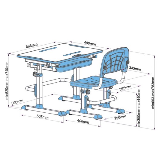 Растущая парта + стул Karo Blue в Норильске - изображение 4