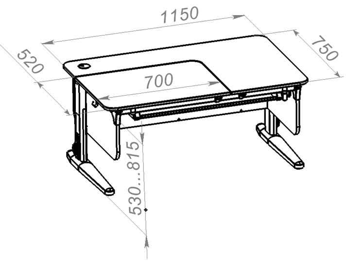 Растущий стол L/70-45 (СУТ 62) с лотком, белый/белый/лайм в Норильске - изображение 1