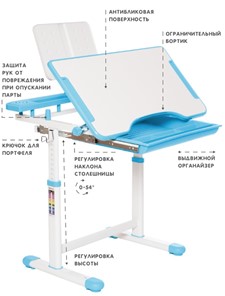 Растущий стул и растущая парта SET HOLTO-17А, голубой в Красноярске - предосмотр 5