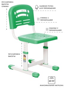 Комплект из растущих парты и стула SET HOLTO-17А, зеленый в Норильске - предосмотр 4