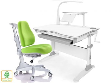 Растущая парта + стул Mealux EVO Evo-30 G (арт. Evo-30 G + Y-528 KZ) (дерево)/(стол+полка+кресло+чехол+лампа)/ белая столешница (дерево), цвет пластика серый в Норильске