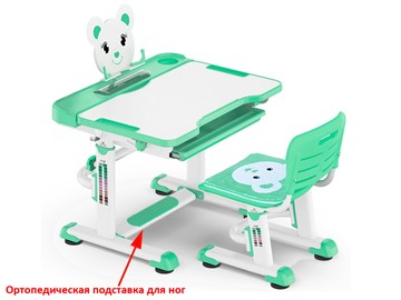 Растущая парта + стул Mealux EVO BD-04 Teddy New XL, green, зеленая в Норильске