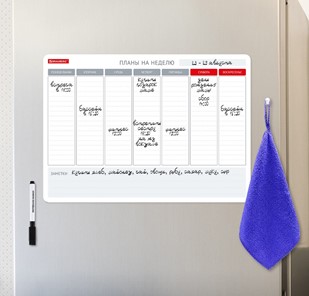 Магнитный планинг на холодильник BRAUBERG на неделю, 42х30 см с маркером и салфеткой в Норильске - предосмотр 4